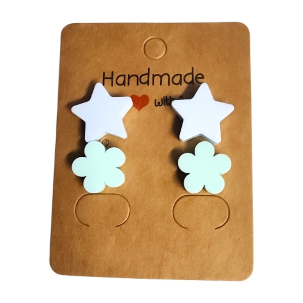 Starlit Bloom Acrylic Stud Earrings – 2 Pair